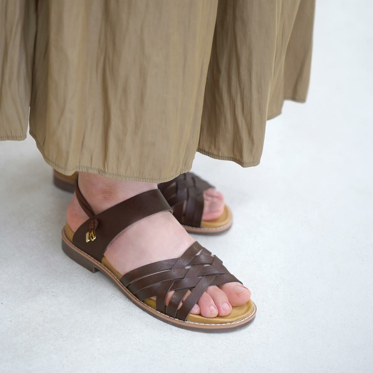 フラットサンダル レディース メッシュ グラディエーター ぺたんこ