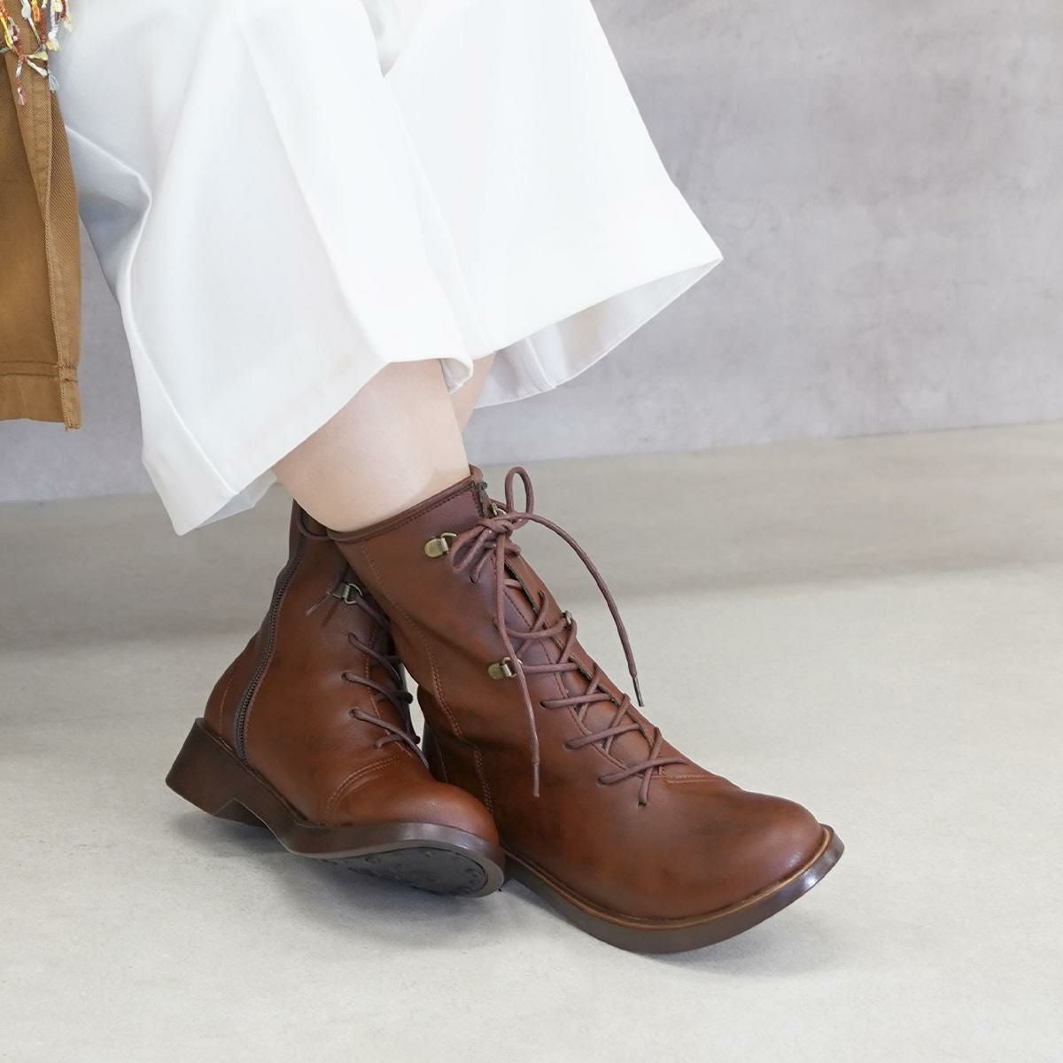 30%OFFセール】レースアップブーツ 厚底 ワークブーツ コンフォート