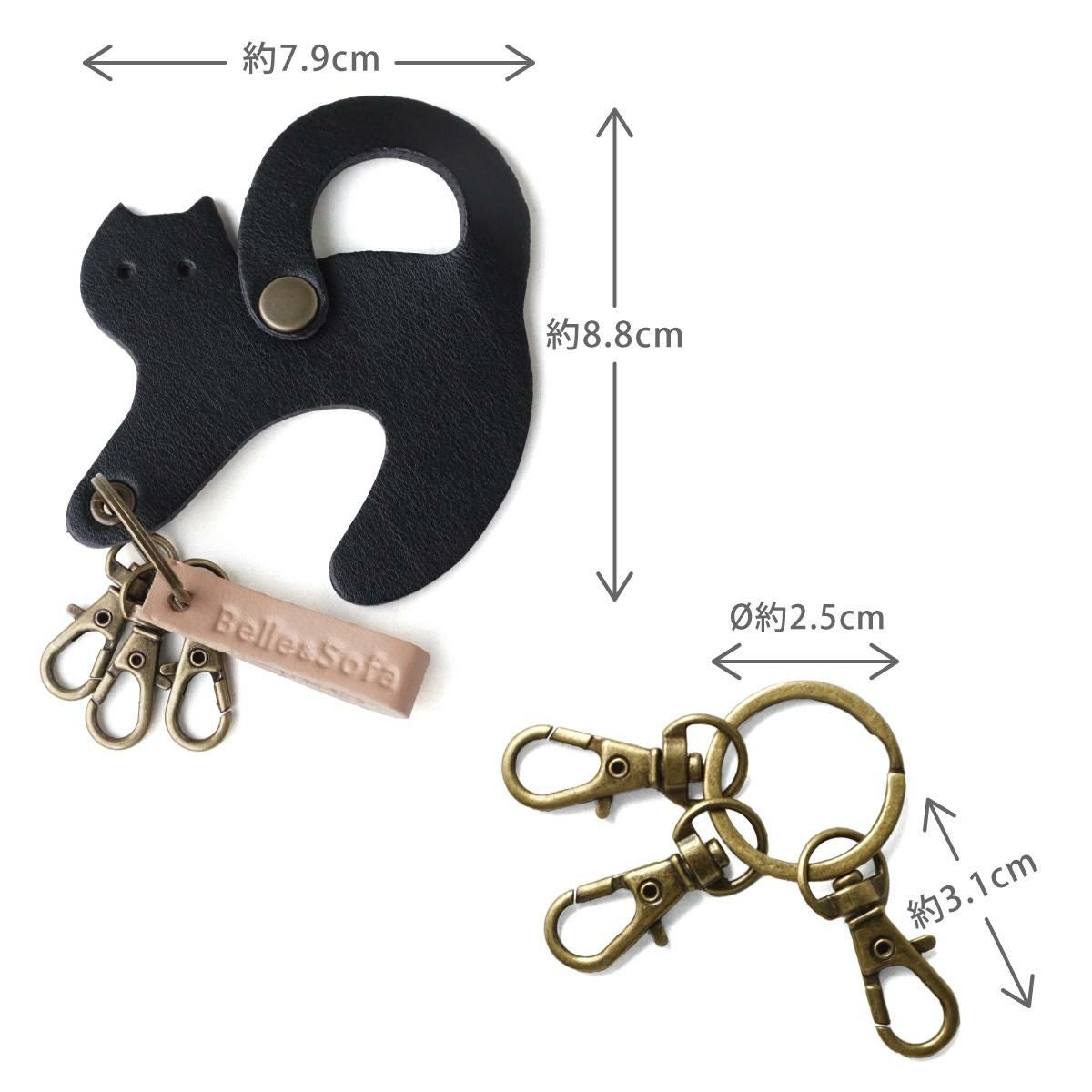 キーホルダー 猫 ねこ 三毛猫 ベルト バッグ ループ ストラップ ギフト