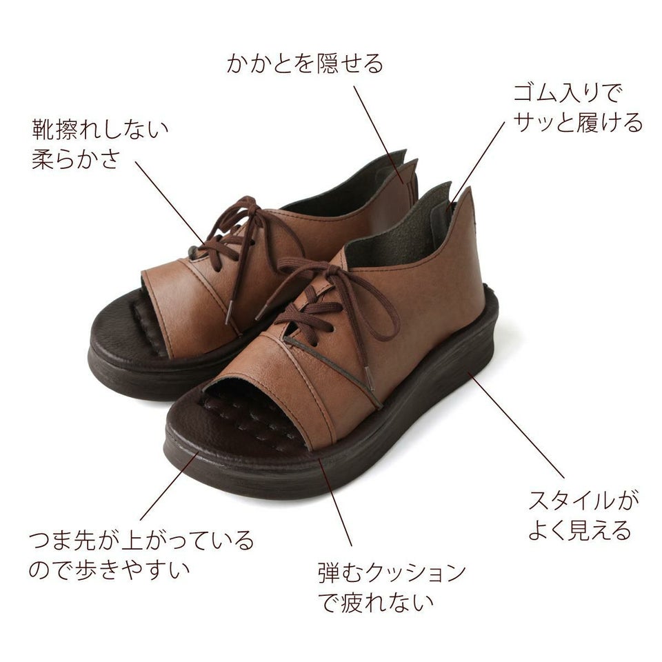 サンダル 厚底 レディース 軽量 疲れない 歩きやすい 外反母趾 痛くない かかとあり レースアップ 編み上げ ゴム入り 日本製 PICLP |  やさしい靴工房 Belle & Sofa [ODOKAY] サンダル レディース 厚底サンダル 厚底 袴用 歩きやすい 通気性 ソフトソール 夏 通気 軽量 外反母趾 ウォー